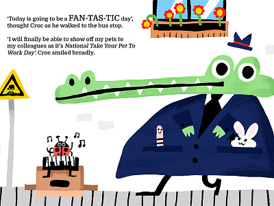 A FAN-TAS-TIC day! book bunny cool croc fun illustration illustrator kids quirky read worm
