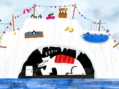 Iceberg party! bear book cold cute friendly fun illustration illustrator kids party penguins read