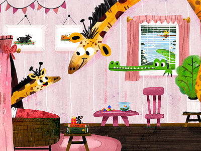 A pink birthday book colour commute cute draw drawing fun giraffe illustration illustrator kids pink