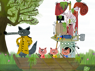The Big Bad Wolf book colour draw drawing fun illustration illustrator kids pigs swamp wolf