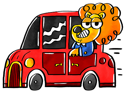 Driving in luxury animal animals book colour draw drawing fun illo illustration illustrator kids kidslit