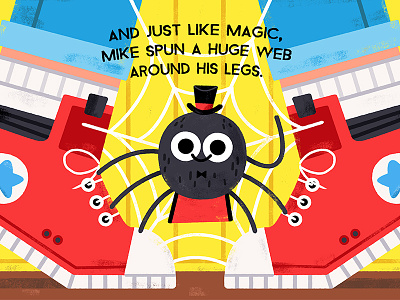 Magic Mike 🎩🕷️ book cute fun illustration illustrator kids kidslit magic magician spider vibrant