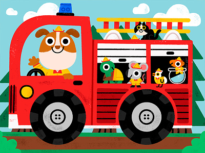 Wee-oh! Wee-oh! animals book cute firefighter firetruck friendly illustration kids kidslit truck