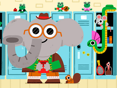 Just another ordinary day at school. animals cute elephant fun illustration illustrator kids monday school squirrel