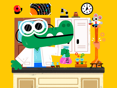 Lab partners animals croc cute fun illustration illustrator kids monday mouse school