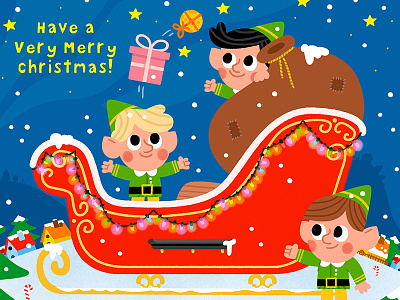 Happy Holidays baby book christmas cute elves fun illustration illustrator kids santa toddler