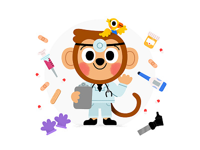 DR. MONKEY animals cute drawing fun illustration illustrator kids kidslit