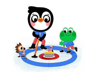 Curling animals cute drawing fun illustration illustrator kids kidslit olympics