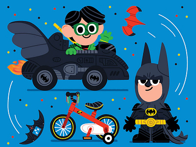 'Dynamic Duo' batman comics cute drawing fun illustration illustrator kids kidslit movie poster robin