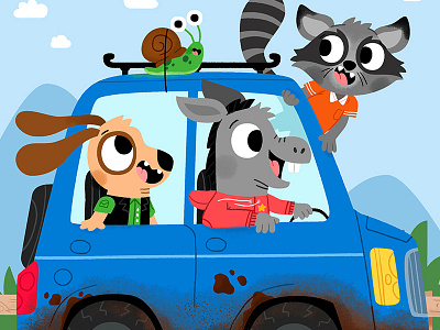 Car animals cute drawing fun illustration illustrator kids kidslit