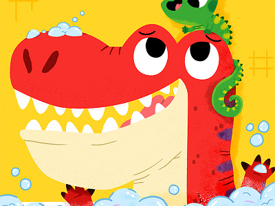 Rex's bathtime 🛀 animals cute drawing fun illustration illustrator kids kidslit