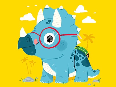 Tristan the four-eyed Triceratops 👓 animals cute dinosaur dinosaurs drawing fun illustration illustrator kids kidslit