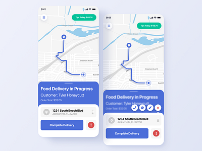 Food Delivery - Driver's View apple delivery app design interactions modern native app react ui ux