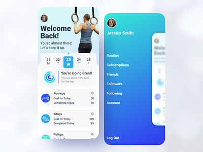 Workout Tracking App design fitness fitness app gym gym app icon menu mobile app mobile ui modern tracking app typography ui ux workout