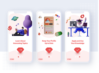 Creative onboarding with 3D Illustrations 3d art 3d ilustration bold minimalist modern onboarding onboarding ui ui ux