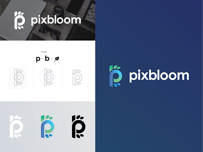 PixBloom Logo Exploration & Design b logo branding design horizontal logo illustration logo logo design logomark modern p logo pix logo typography ui ux