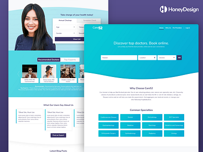 Care52 Landing Page blue home page landing medical medical app medical care minimalist modern personal symptom ui ux