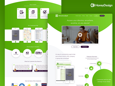 Directory Spot app app website applicaiton design green green app home page landing landing page modern ui ux video background web