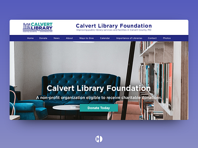 Calvert Library above the fold branding design home page icon landing librarian libraries library library card logo minimalist modern ui ux