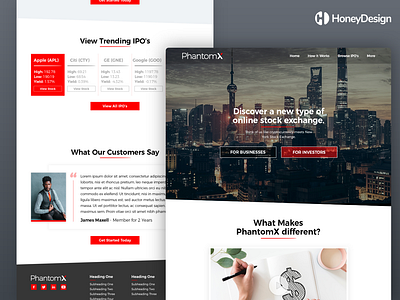 PhantomX Stocks abovethefold branding crypto crypto currency design home page landing landing page minimalist modern money money management money transfer stock stock exchange stock icons stocks typography ui ux