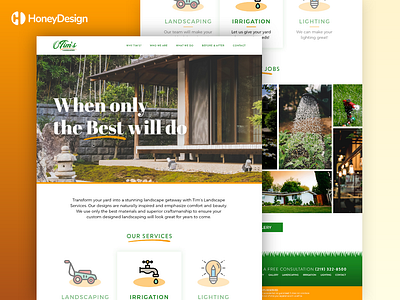 Tims Lawn Care and Landscaping bright land landing page landscape landscape design landscaper local outdoor outdoor mockup service service app service design simple