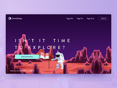 Time to Explore above the fold illustration landing page ui ux webflow website