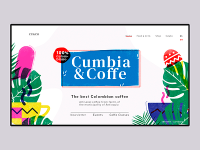 Cu&Co Website coffee shop colorful composition design homepage illustration risograph shop ui ux web webdesign