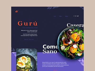 Gurú Website composition design food homepage restaurant branding ui ux web web design