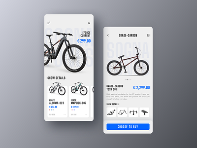 Bicycle store app app bicycle bike bright design mobile shopping store ui white