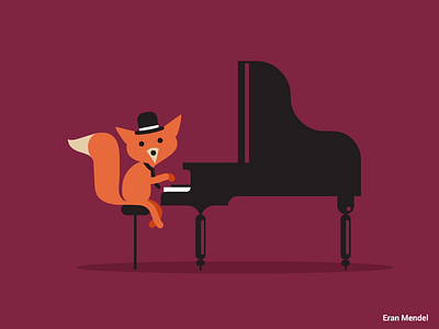 Fox 2d animal animation character fox gif loop motion music piano vector