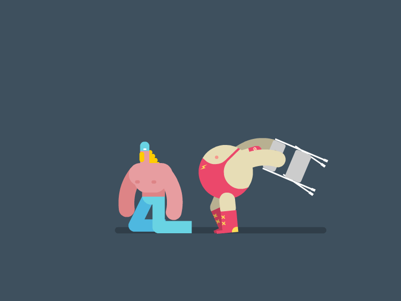 Monday Morning chair character fight loop wrestler wrestling