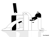 People at my office II black and white illustration desktop 2d loop character animation motion mouse