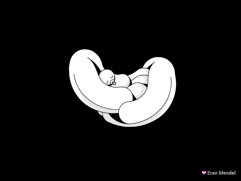 Ella cute face child sleep gif 2d eran mendel loop hand girl baby motion design minimal flat motion vector illustration animation characters character