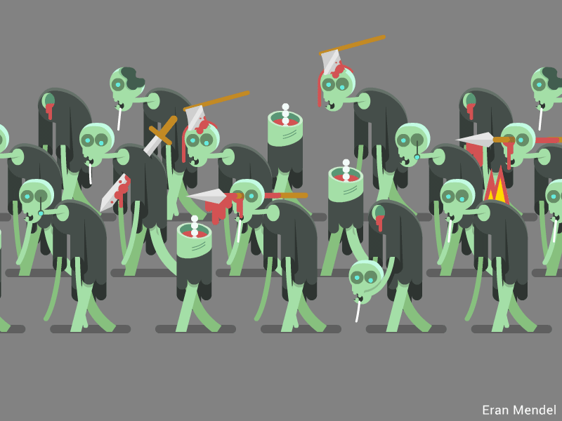 S08E03 - Zombie march 2d 2d animation character characters eran mendel flat game of thrones gif got illustration loop minimal motion the long night vector walk white walkers winterfell zombie zombies