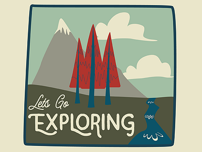 WIP - Let's Go Exploring adventure camping exploring hiking illustration vintage