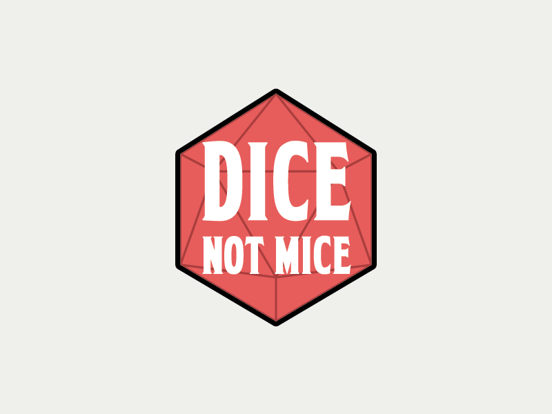 Dice Not Mice Updated dungeons and dragons d20 vector rpg design branding illustration