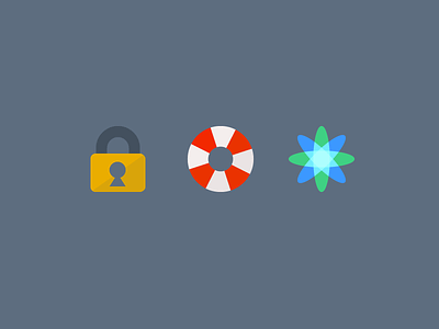 Security, Support, Flexibility flat flexibility icons illustration kloudless security support vector