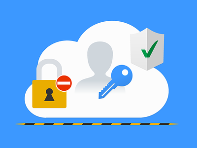 Security Illustration check cloud flat key lock secure security shield verify