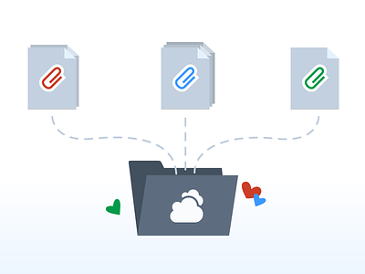 Illustration attachments cloud cloud storage email files folder