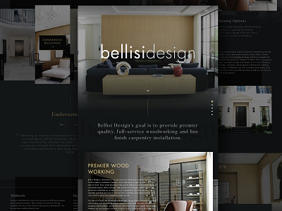 Bellisi Design branding dark home page luxury luxury homes parallax scrolling sketch typography ui ux web web design website woodworking