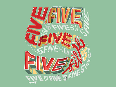 "5/Five" Hand Lettering brush lettering digital lettering hand lettering lettering typography