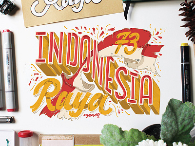 "Indonesia Raya" Hand Lettering brush lettering calligraphy digital art digital lettering hand lettering lettering typography