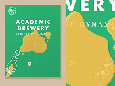 Academic Brewery Poster (1 of 3) beer bottle brewery bubbles detail illustration liquid poster spill