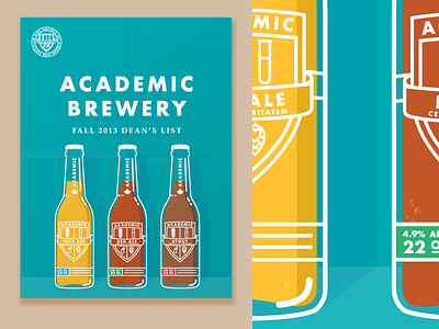 Academic Brewery Poster (2 of 3) beer bottle brewery detail folds illustration label liquid poster spill