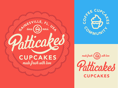 Patticakes badge branding coffee cupcakes custom flourish lockup logo script seal