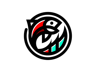 Colored Fish Logo badge color fish geometric lines logo thick lines vector wave