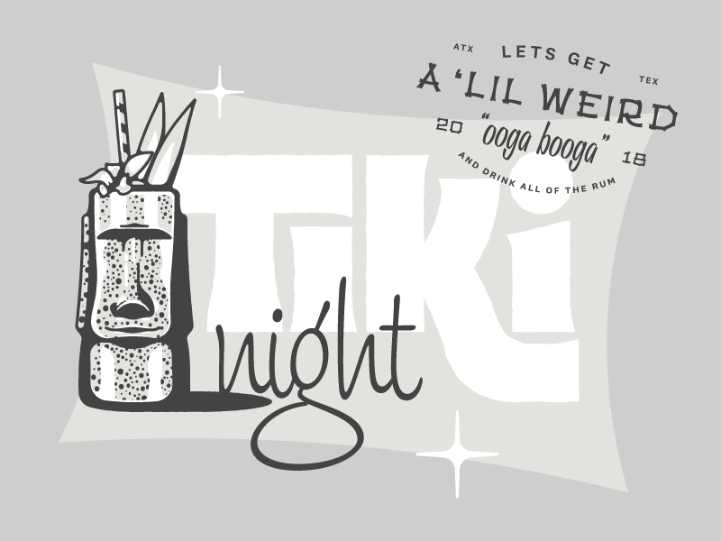 🍹Tiki Night 🍹 custom type cocktail party illustration lockup typography lettering tiki