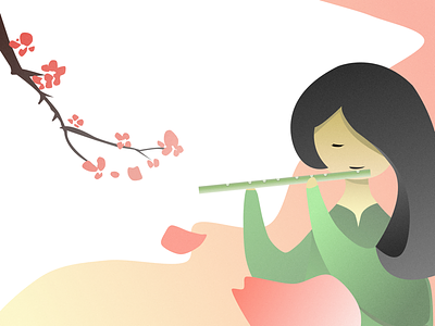 Chinese musical instruments - Dizi character illustration vector