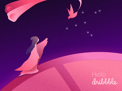 Hello Dribbble and Happy Chinese Valentine's day character chinese girl illustration vector