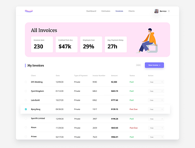 Invoice Platform clean design invoice minimalism platform product design ui uidesign uiux userinterface ux web webdesign